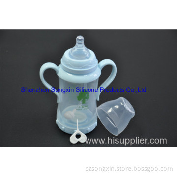 240ml Glass Baby Bottle With Handle And Straw Baby Milk Bottle 